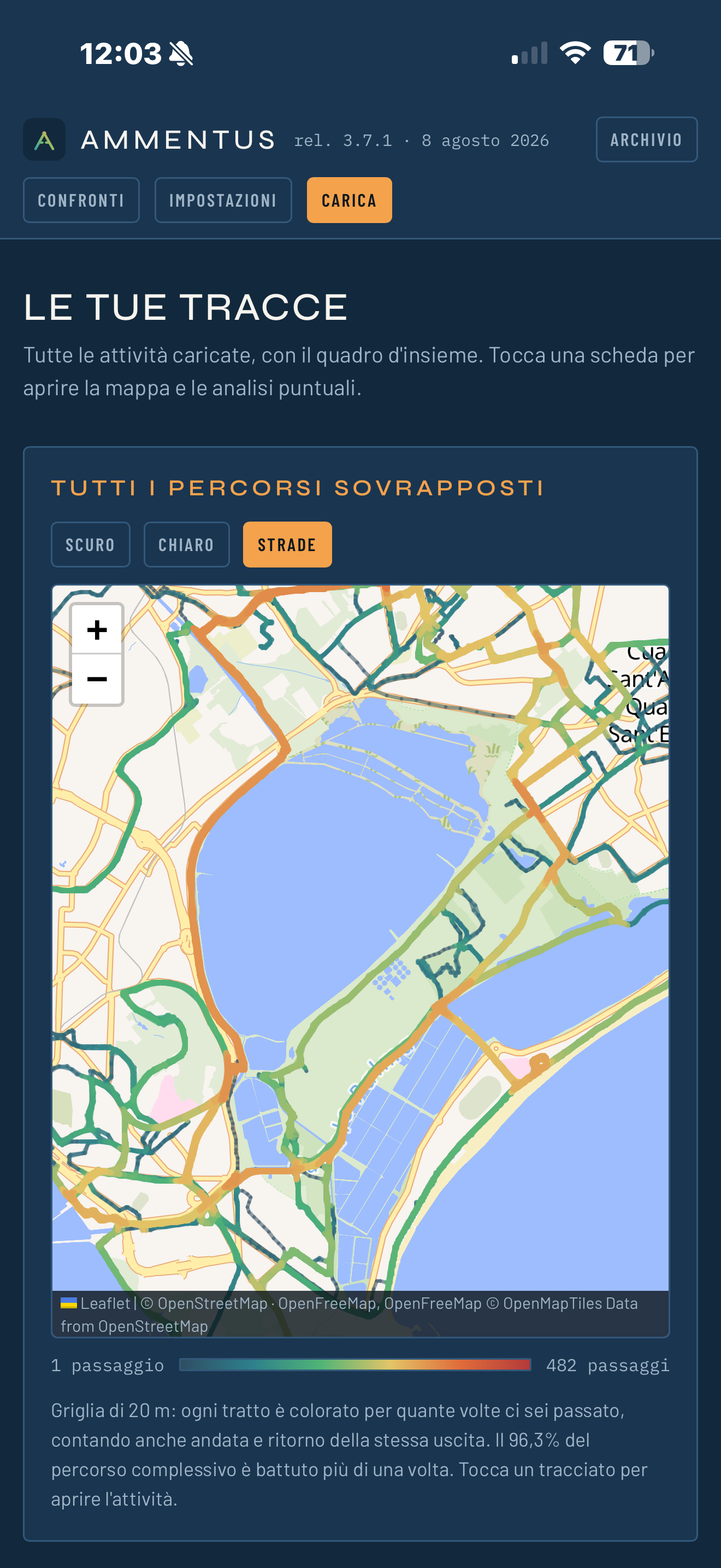 L'archivio con tutte le tracce sovrapposte